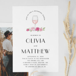 Invitación Cena elegante de boda de vino rosa floral