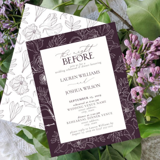 Invitación Cena elegante de ciruelas púrpuras Boda (Subido por el creador)