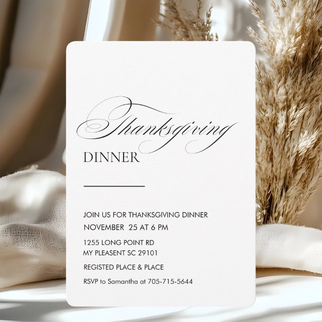 Invitación Cena elegante de Día de Acción de Gracias en Scrip (Subido por el creador)
