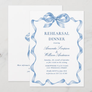 Invitación Cena elegante de ensayo con manga azul turbia