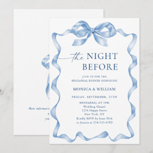 Invitación Cena elegante de ensayo con manga azul turbia
