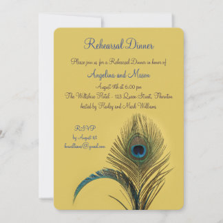 Invitación Cena elegante de ensayo de pavo real (amarillo)