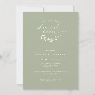 Invitación Cena elegante de ensayo ruso verde sabio