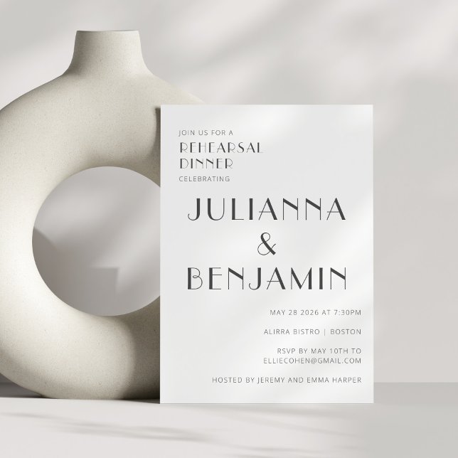 Invitación Cena elegante de estilo Art Déco blanco negro (Subido por el creador)