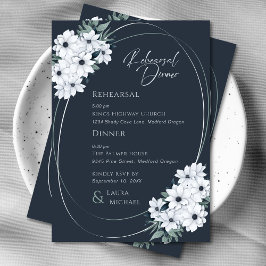 Invitación Cena elegante de Laurel Verde azulado Floral