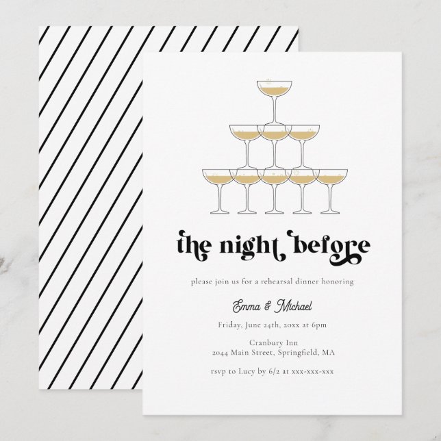 Invitación Cena elegante de Mod Champagne (Anverso / Reverso)