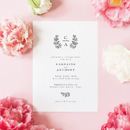 Invitación Cena elegante de monograma de hoja botánica