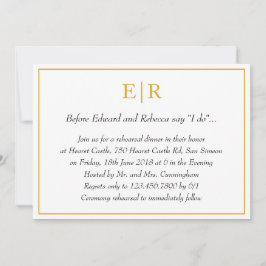 Invitación Cena elegante de monograma de oro