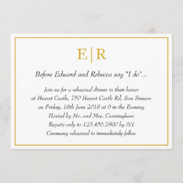 Invitación Cena elegante de monograma de oro