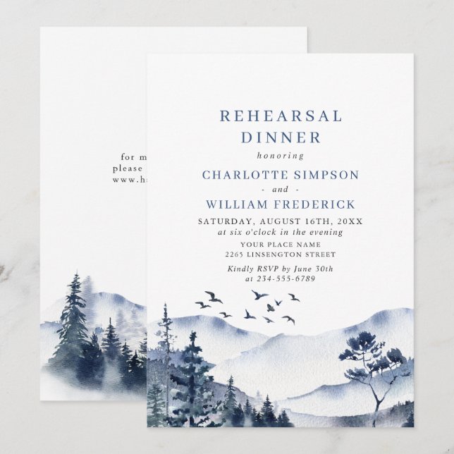 Invitación Cena elegante de Montañas de los Bosques (Anverso / Reverso)