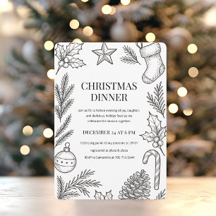 Invitación Cena elegante de Navidades a mano