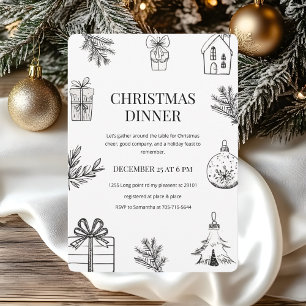 Invitación Cena elegante de Navidades a mano