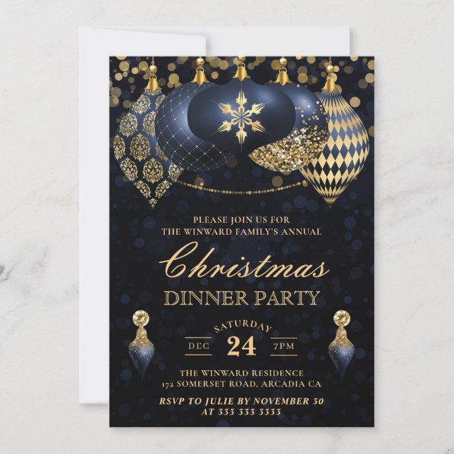Invitación Cena elegante de Navidades de la Marina y los Balb (Anverso)
