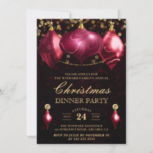 Invitación Cena elegante de Navidades del Agate Baubles de Bo