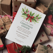 Cena elegante de Navidades Holly y Red Bow -