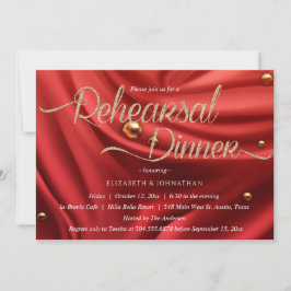 Invitación Cena elegante de oro de seda roja minimalista de e