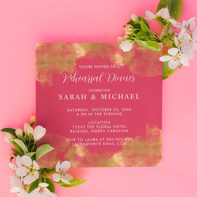 Invitación Cena Elegante De Oro Y Magenta Boda (Subido por el creador)