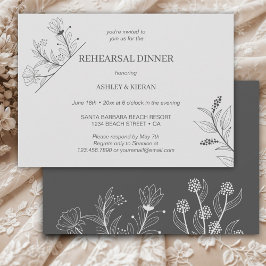Invitación Cena elegante de prueba de humo floral gris