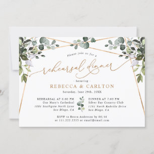 Invitación Cena elegante de prueba de oro de la vegetación