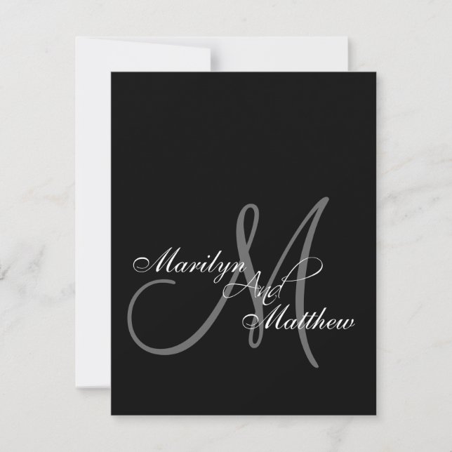 Invitación Cena elegante del ensayo del monograma del novio (Anverso)
