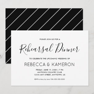 Invitación Cena elegante en blanco y negro