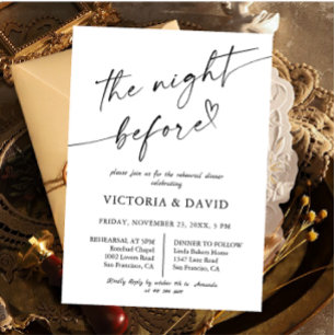 Invitación Cena elegante la noche antes de la repetición