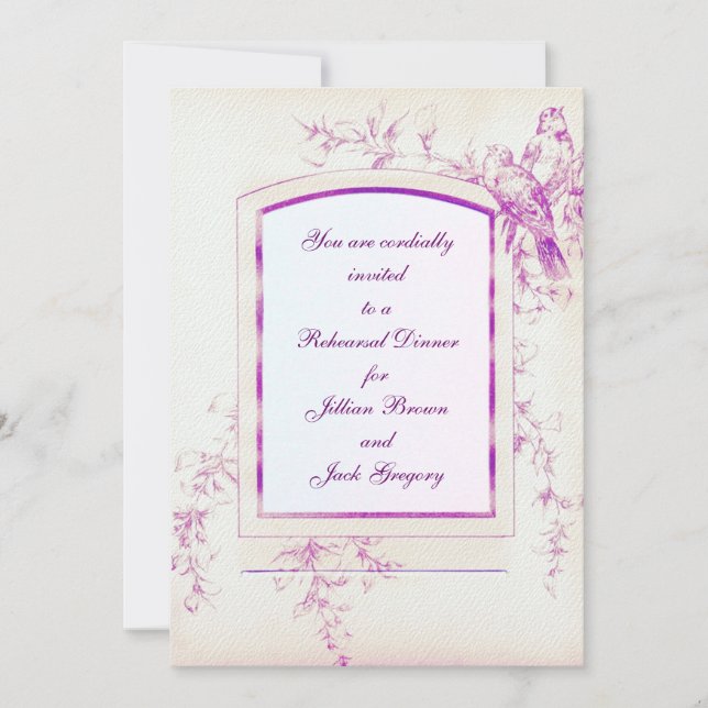 Invitación Cena elegante lamentable del ensayo del pájaro (Anverso)