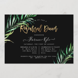 Invitación Cena elegante para el ensayo de vegetación, palmas