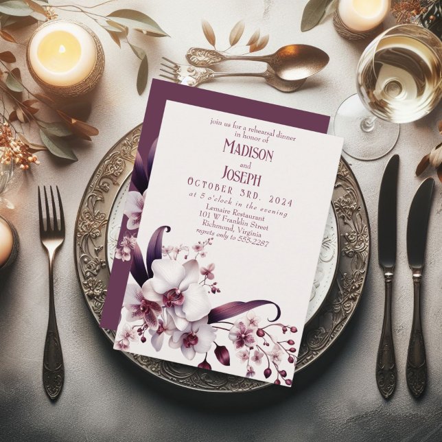 Invitación Cena elegante para el ensayo orquídea (Subido por el creador)
