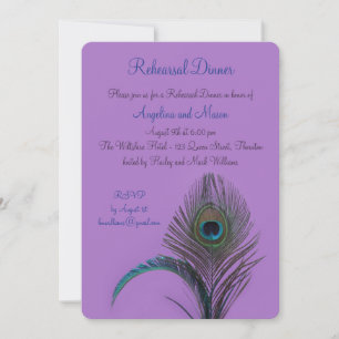 Invitación Cena elegante para el ensayo Peacock (púrpura)