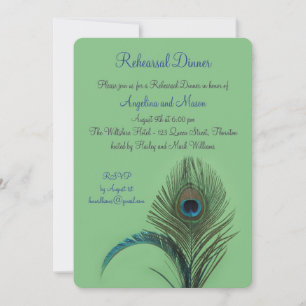 Invitación Cena elegante para el ensayo Peacock (verde)