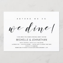 Cena elegante y moderna de ensayo de bodas invita