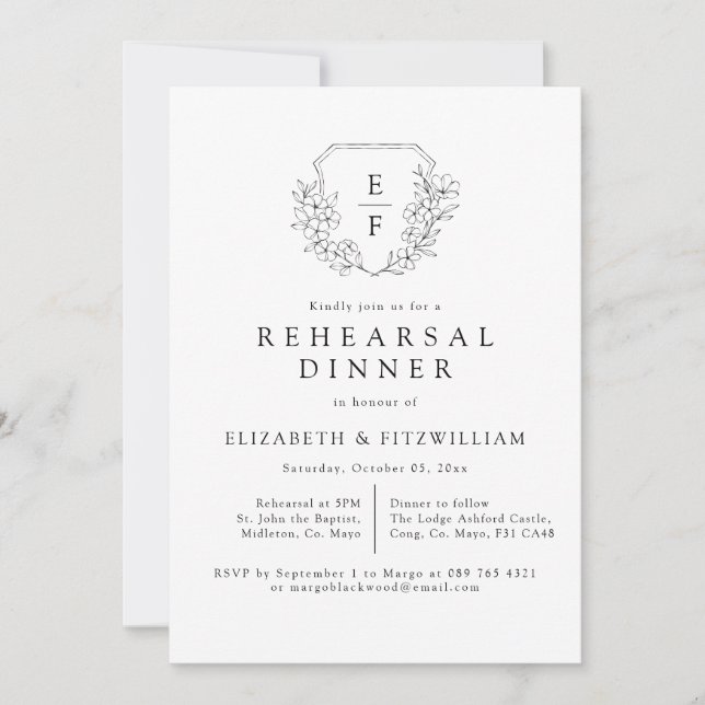 Invitación Cena elegante y sencilla con flores de cerezo (Anverso)