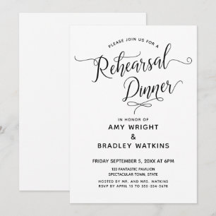 Invitación Cena elegante y simple de ensayo de caligrafía