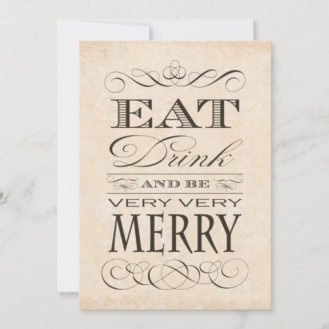 Invitación Cena en el aniversario del boda come y sé merry (Anverso)