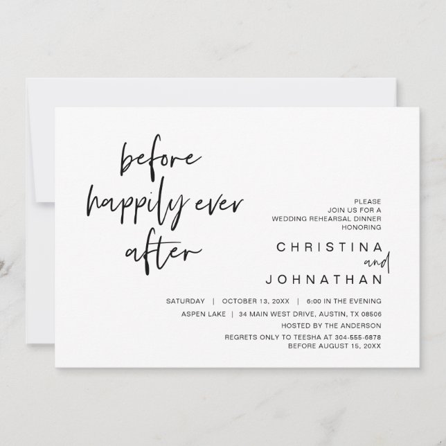 Invitación Cena ensayada, antes de la felicidad después de In (Anverso)