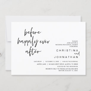 Invitación Cena ensayada, antes de la felicidad después de In
