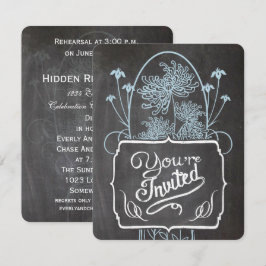 Invitación Cena ensayada Blue Mason Jar Chalkboard Boda