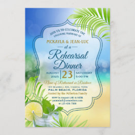 Invitación Cena ensayada Boda Boda Palm Tree hojas