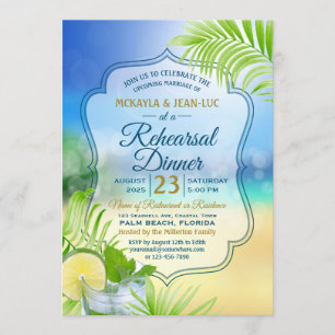 Invitación Cena ensayada Boda Boda Palm Tree hojas