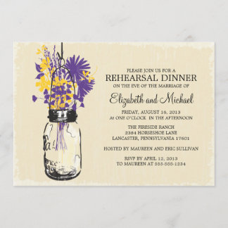 Invitación Cena ensayada Mason Jar Wildflower