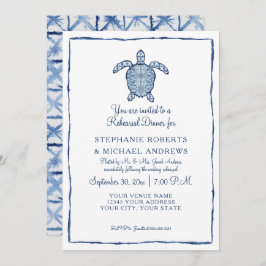 Invitación Cena ensayada Shibori Indigo Seaturtle Beach