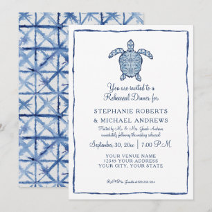 Invitación Cena ensayada Shibori Indigo Seaturtle Beach