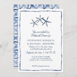 Invitación Cena ensayada Shibori Indigo Starfish Beach