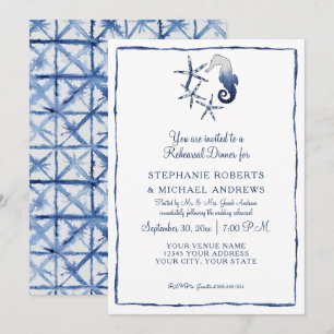 Invitación Cena ensayada Shibori Seahorse Starfish Beach