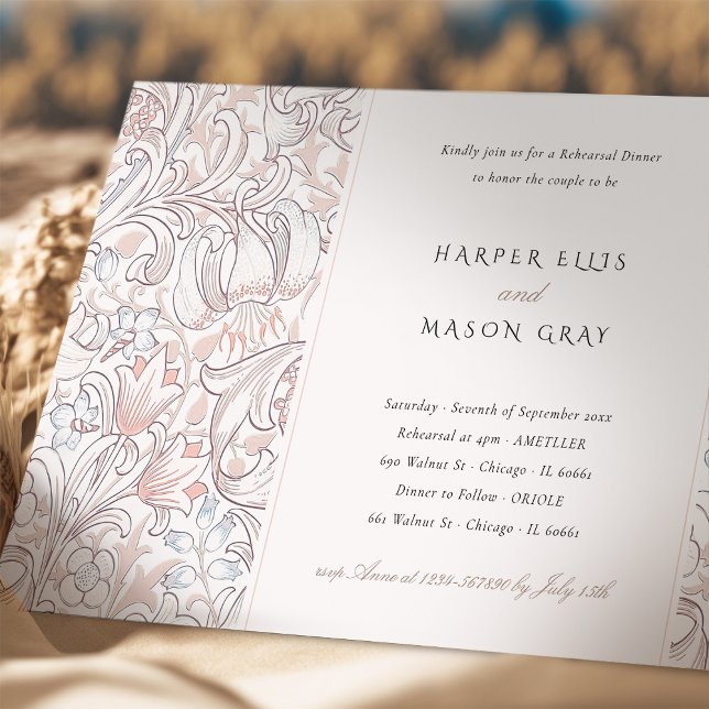 Invitación Cena ensayadora Golden Lily Elegant Morris (Subido por el creador)