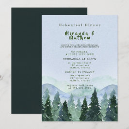 Invitación Cena escénica de invierno de árboles de montaña