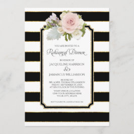 Invitación Cena escénica floral moderna a rayas