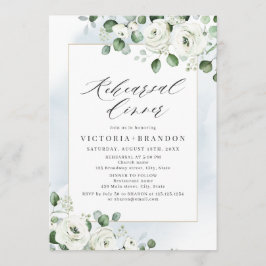 Invitación Cena eucalipto verde blanca floral