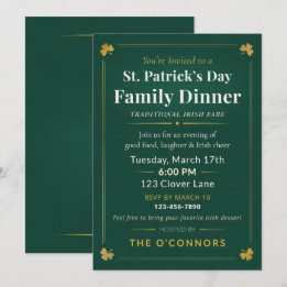 Invitación Cena Familiar del Día de San Patricio Tradicional